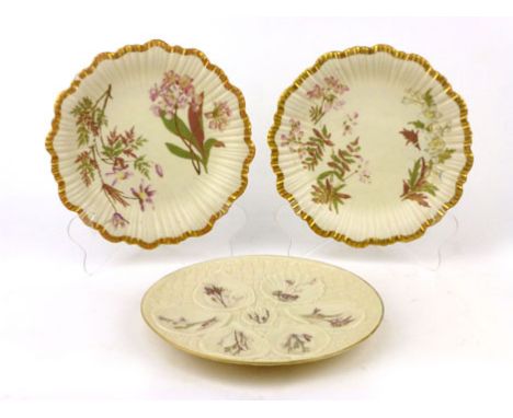 A Royal Worcester oyster dish circa 1875, model number 1170, modeled with five oyster and one scallop and one clam shell with