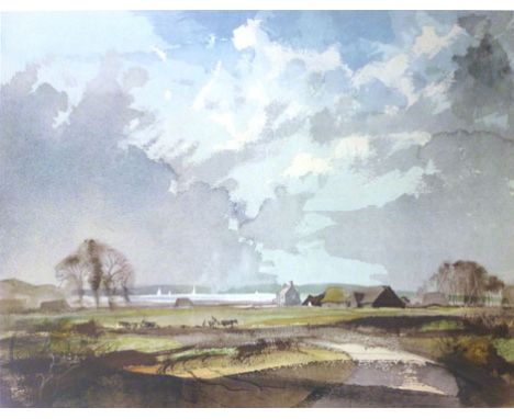 Rowland Hilder 'The Estuary'. A signed limited edition print, number 34 of 480. Signed in pencil lower right. Blind stamp. 54