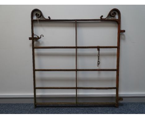 A GOOD WROUGHT IRON GATE, 123.5 cms high, 106.5 cms wide