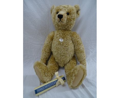 A LARGE STEIFF 1909 MOHAIR REPLICA TEDDY BEAR, limited edition, produced in 1995, with growler, button in ear white tag no. 0