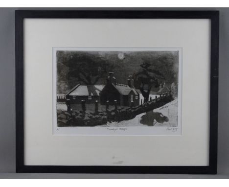 PAUL GREER artist's proof etching - titled 'Moonlight Cottage', signed and dated 2015, 23 x 32 cms