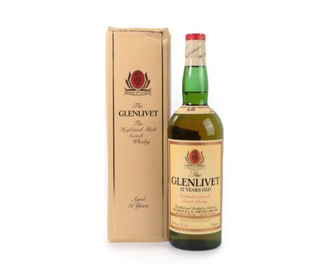 The Glenlivet 12 Years Old Unblended All Malt Scotch Whisky 70° proof, 262/3 fl.oz., 1970s bottling in original cardboard sle