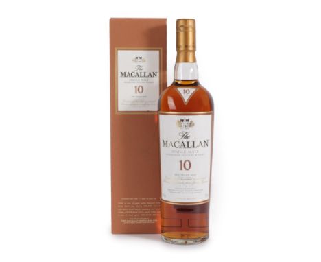 The Macallan 10 Years Old Single Malt Highland Scotch Whisky, 40% vol 700ml, in original cardboard sleeve (one bottle)