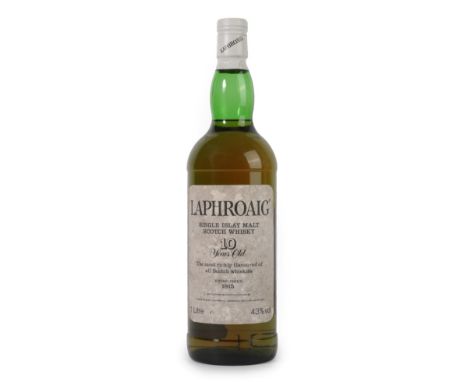 Laphroaig 10 Years Old Single Islay Malt Scotch Whisky, 1980s bottling, 43% 1Litre (one bottle) CONDITION REPORT: .  Shoulder