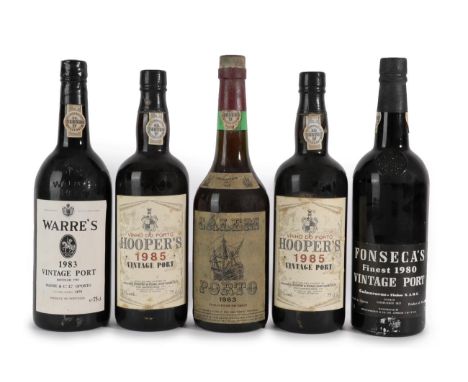 Cálem Porto 1963 (one bottle), Fonseca's Finest 1980 Vintage Port (one bottle), Warre's 1983 Vintage Port (one bottle), Hoope