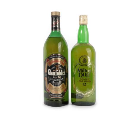 Milton Duff 12 Years Old Glenlivet Malt Whisky, 1980s bottling, 43% vol 1Litre (one bottle), Glenfiddich Special Old Reserve 