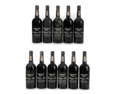 Croft 1977 Vintage Port (eleven bottles)  CONDITION REPORT: .  six bottles with very slight seepage, the labels in generally 
