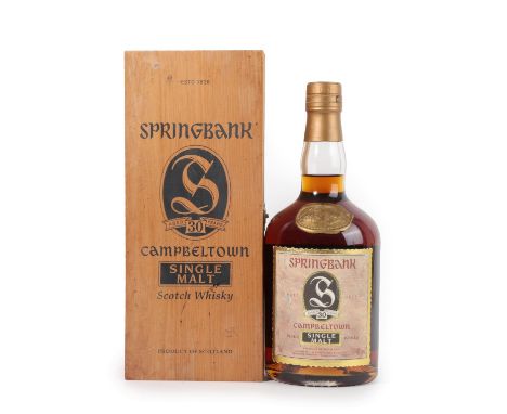 Springbank 30 Years Old Campbeltown Single Malt Scotch Whisky, sherry cask dumpy bottling from the 1990s, 46% vol 70cl, in or