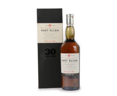 Port Ellen 1979 30 Years Old 9th Release Islay Single Malt Scotch Whisky, a natural cask strength single malt whisky of limit