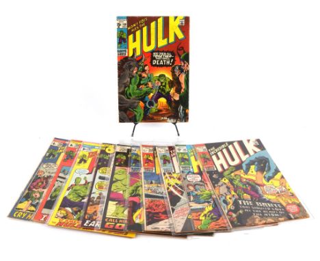The Incredible Hulk: a group of 12 issues featuring No 141: 1st appearance of Doc Sampson (Marvel Comics, 1971 onwards).From 