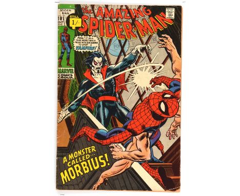 The Amazing Spider-Man No. 101 featuring the 1stappearance of Morbius (Marvel Comics, 1971).Featuring the 1stappearance of th