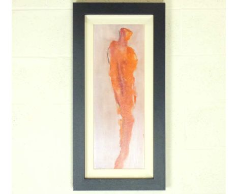 X GUNDA JASTORFF (German b. 1953-); oil and mixed media on board, 'Samuel's Vision', orange silhouette, signed lower left, da