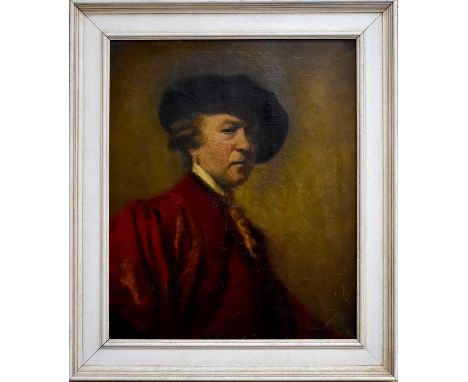 R. HEARN; oil on canvas portrait 'Joshua Reynolds', signed and indistinctly dated lower right, with title of portrait, 79 x 6