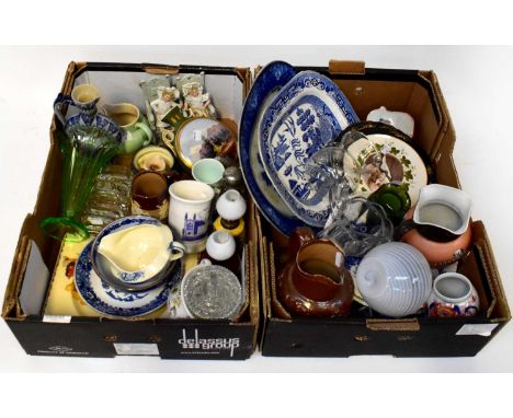 A quantity of late 19th and early 20th century mixed ceramics, to include a Doulton Watteau design flow blue oval serving pla