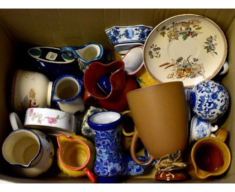 A quantity of ceramics to include an Aynsley clock, Regency Ironstone, a Victorian shaving mug, etc