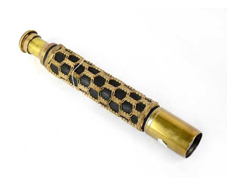 CKC; a 20th century 373C pattern single drawer brass telescope with broad arrow mark no.3284, with sun shade, shagreen-style 