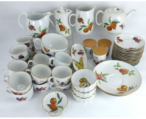 ROYAL WORCESTER; an approximately fifty-four piece 'Evesham' part tea set, to include teapot, water jug, milk jug, cups, sauc