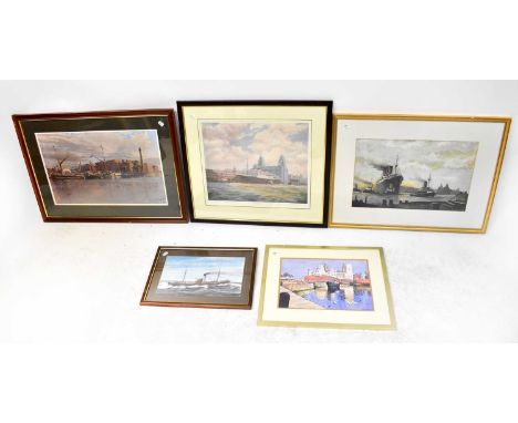 AFTER NORMAN COLEBOURNE; a signed limited edition print, no.183/750, 'Mersey Memories, No.2 Britannic at Liverpool', 43 x 50c