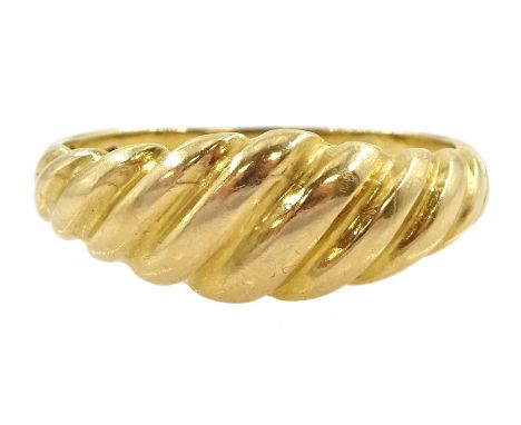 18ct gold scroll ring, stamped 750Condition Report:Approx 2.7gm, tested 18ct, size K