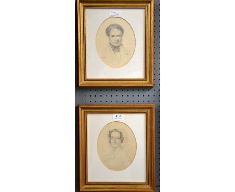 Pair of pencil portrait studies in modern frames, unsigned