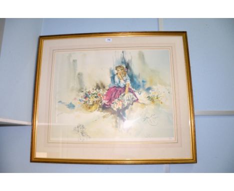 Gordon King, - Flower Girl, limited edition colour lithograph, signed in pencil and numbered 88/250, with studio blind stamp,