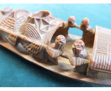 Chinese carved wooden model of a  Junk, width 20cm Overall condition generally good, no splits ,although small hole in bow ma