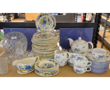 Masons 'Regency' pattern floral decorated part tea/breakfast service together with Victorian glass and Doulton tea service,