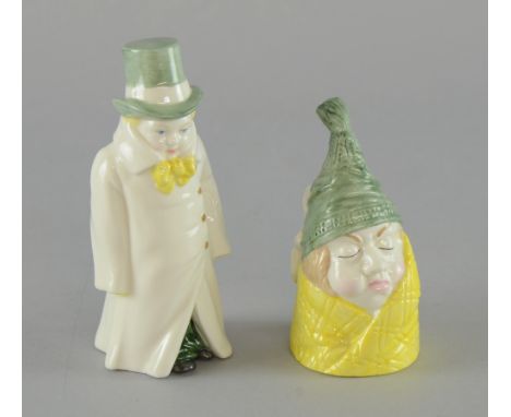 Two Royal Worcester candle snuffers 'Budge' & 'Mr Caudle' 