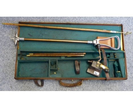 A shotgun case, shooting stick, shepherd's crook and cartridge maker (4)