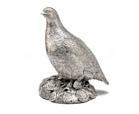 A FINE NEW AND UNUSED STERLING SILVER ELECTROFORM OF A PARTRIDGE, with CS 925 silver hall marks, measuring approx. 9in. x 8in