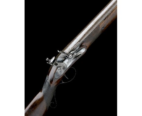 A 6-BORE FLINTLOCK WILDFOWLING GUN, UNSIGNED, no visible serial number, circa 1810, expertly re-converted back to flint, with
