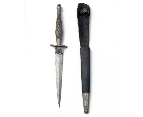 WILKINSON SWORD, LONDON A SCARCE MKI FAIRBAIRN-SYKES DAGGER, with double-edged brushed bright 6 7/8in. blade of narrow form, 