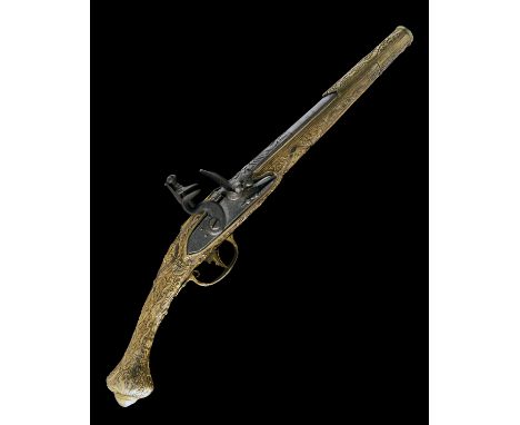 A MAGNIFICENT 22-BORE GILT AND NIELLO DECORATED BALKAN HOLSTER-PISTOL, UNSIGNED, no visible serial number, circa 1800, with p