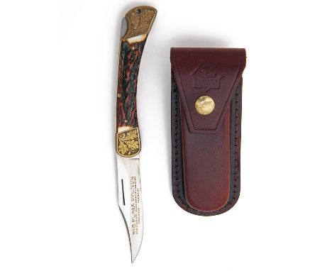 PUMA, GERMANY A HAND-ENGRAVED FOLDING SPORTING-KNIFE, MODEL '910 PUMA PRINCE', serial no. 34873, for 1978, with clip-point 3 