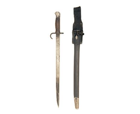 WILKINSON, LONDON A RARE PATTERN 1907 BAYONET WITH HOOKED QUILLION, dated for October 1910, with fullered spear-point 17in. b