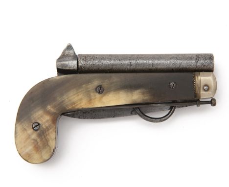 A 100-BORE SINGLE-SHOT FOLDING KNIFE-PISTOL, UNSIGNED, no visible serial number, circa 1850, probably Belgian and an unlicenc