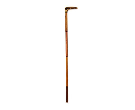 A SCARCE 7mm (W/S) SINGLE-SHOT WALKING-STICK GUN, UNSIGNED, no visible serial number, circa 1880, French or Belgian, with bam