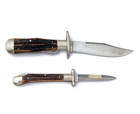 MARBLES, USA A FOLDING BOWIE-KNIFE TOGETHER WITH A FOLDING DAGGER SIGNED PUMA, MODEL '563 MEDICI', serial no. 46092, the firs
