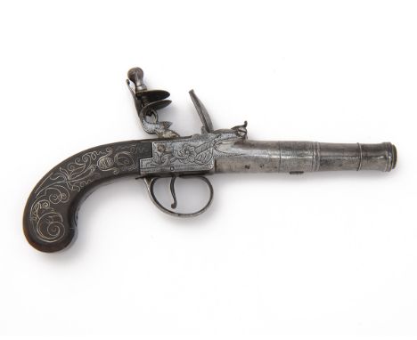 BARBER, NEWARK A PAIR OF 50-BORE FLINTLOCK TURN-OFF CANNON-BARRELLED POCKET-PISTOLS, no visible serial number, circa 1785, wi