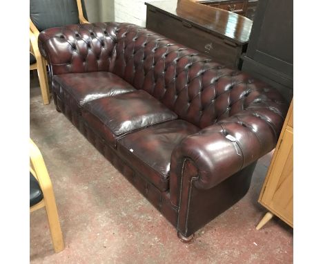 RED 3 SEATER CHESTERFIELD SOFA FROM CHESTERFIELD