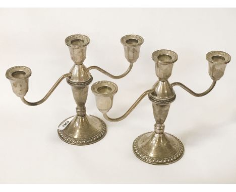 PAIR OF STERLING SILVER CANDELABRA - 19cms HEIGHT