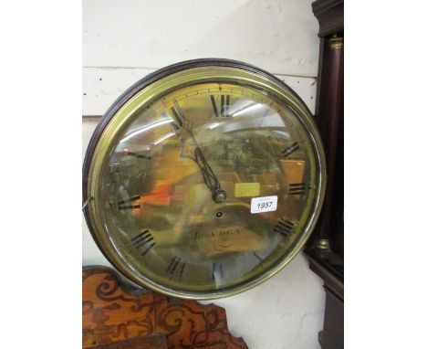 George III mahogany circular dial clock, the brass dial with Roman numerals signed Barnard, London, the single train fusee mo