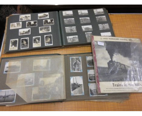 Two albums of early military photographs, together with two steam engine vinyl L.P.'s