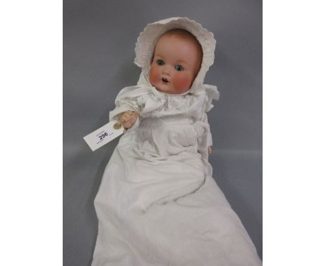 Late 19th / early 20th Century Armand Marseille 5186 1/2 K bisque headed baby doll in Christening gown, 20ins high