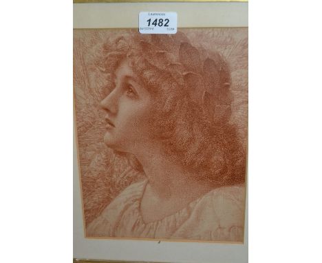 After Henry Ryland, sepia print, portrait of a young lady, published The London Autotype Company, 10ins x 7.5ins
