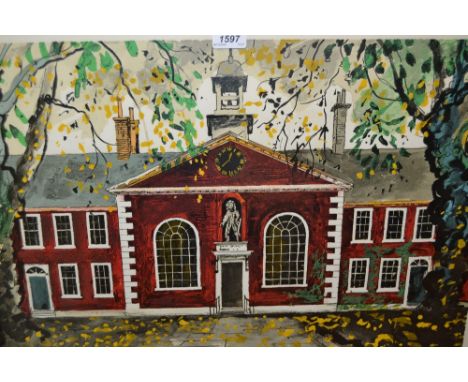 John Piper, signed Limited Edition print, red brick building and autumn leaves, image size 18ins x 25ins CONDITION REPORT Exc