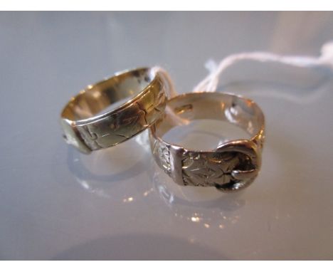 Two 9ct gold buckle rings CONDITION REPORT 7.2gms, ring sizes are N/O and O