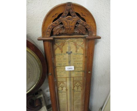 19th Century oak cased Admiral Fitzroy's barometer, 42ins high
