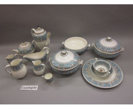 Wedgwood ' Florentine Turquoise ' bone china dinner, tea and coffee service comprising:-  twelve dinner plates, twelve desser