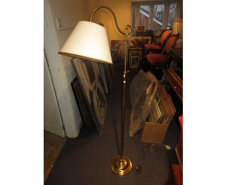 Reproduction brass lamp standard and a black Japanned metal storage box
